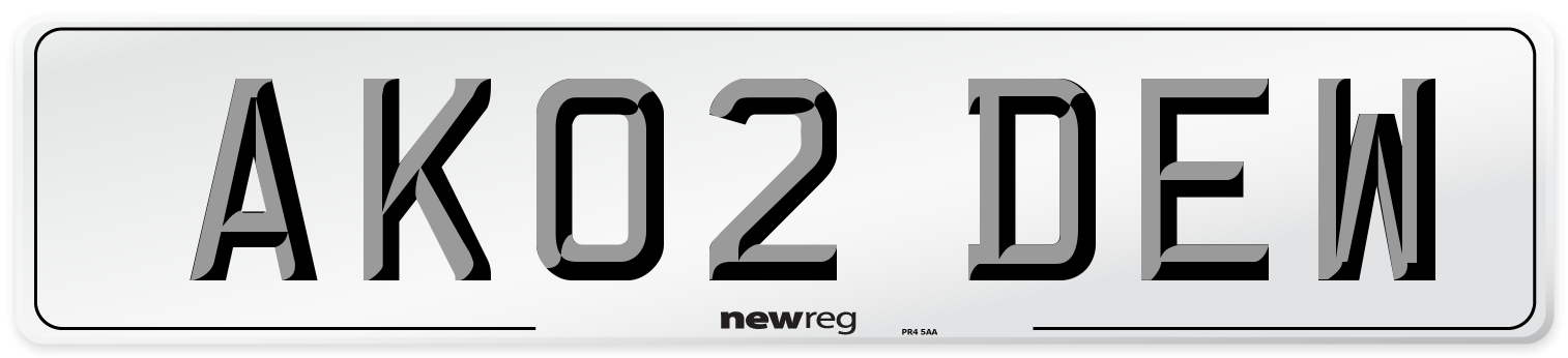 AK02 DEW Number Plate from New Reg